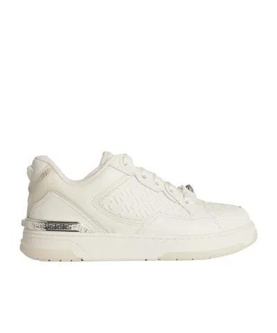 Versace Sneakers With Embossed Logo In White