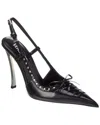 VERSACE VERSACE LACED PIN-POINT LEATHER SLINGBACK PUMP