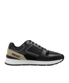 Versace Leather Lace-up Sneakers With Breathable Inserts In Black