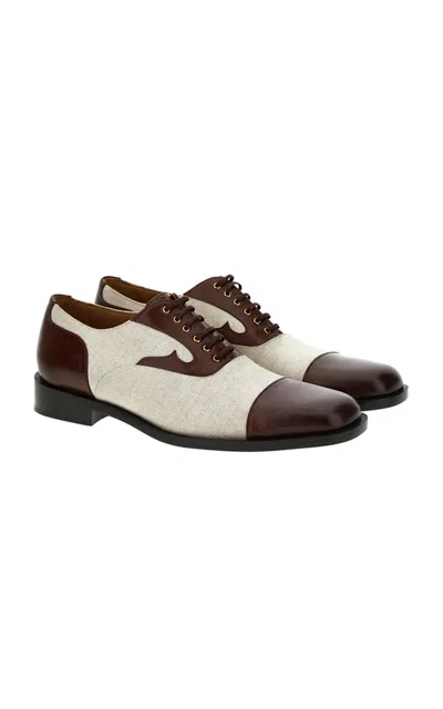 Versace Laced Up Flats In Brown
