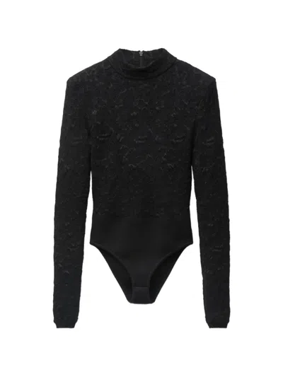 Versace Lace-knit Bodysuit In Black