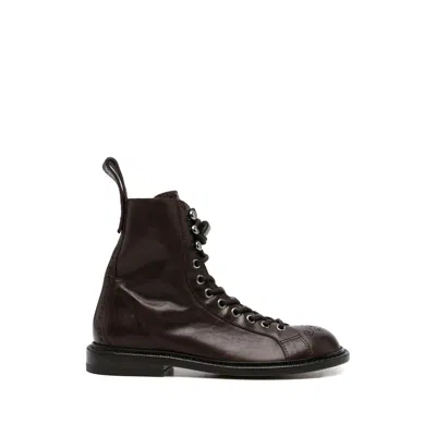 Versace Lace-up Brogue Boots In Brown