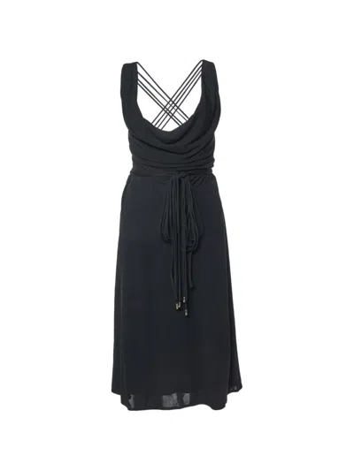 Pre-owned Versace Lace-up Sleeveless Dress In Black