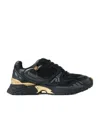 Versace Icaro Baskets En Maille Et Cuir In Black