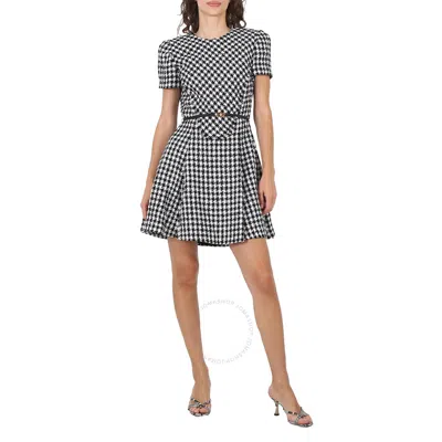 Versace Ladies Belted Houndstooth Dress In Gray