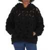 Versace Ladies Black Cut-out Detail Distressed Hoodie In Black
