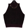 Versace Ladies Black / Multi Tweed Turtleneck Cropped Wool-blend Top In Black