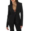 Versace Ladies Black Single-breasted Silk-blend Blazer In Black