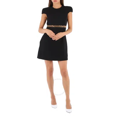 Versace Ladies Black Woven Chain-link Mini Shift Dress