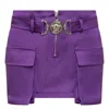 Versace Medusa Satin Cargo Miniskirt In Purple