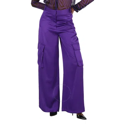 VERSACE VERSACE LADIES BRIGHT DARK ORCHID WIDE-LEG CARGO PANTS