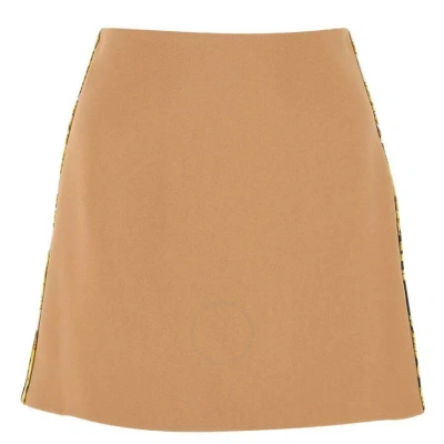 Versace Ladies Caramel Baroque Print Piping Mini Skirt