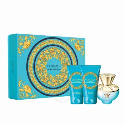 Versace Ladies Dylan Turquoise 3 Pc Gift Set Fragrances 8011003876778 In Pink / Turquoise