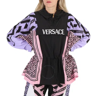 Versace Ladies Greca Combo Hooded Parka In Multi