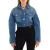 Versace Ladies Medium Blue Cropped Denim Jacket In Blue