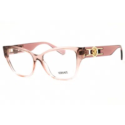Versace Ladies Pink Transparent Cat Eye Eyeglass Frames 0ve3347