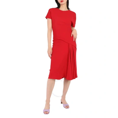 Versace Ladies Scarlet Draped Asymmetric Midi Dress