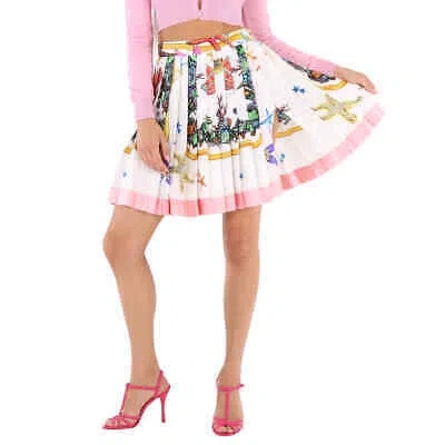 Pre-owned Versace Ladies Seaworld Print Silk Skirt, Brand Size 36 In Multicolor