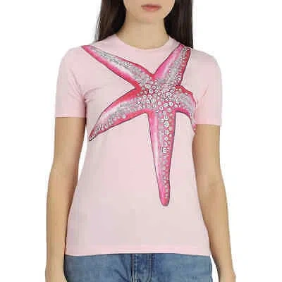 Pre-owned Versace Ladies Starfish Printed T-shirt, Brand In Pink