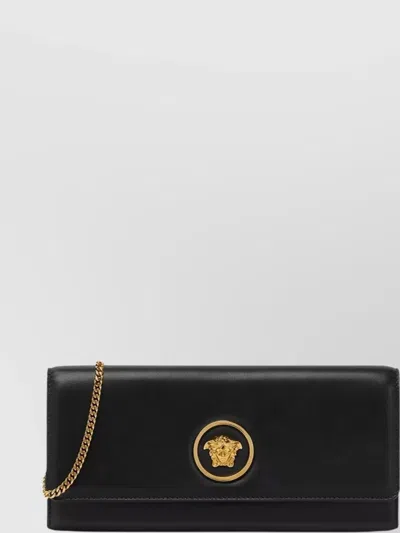VERSACE LAMB LEATHER CHAIN STRAP CLUTCH BAG