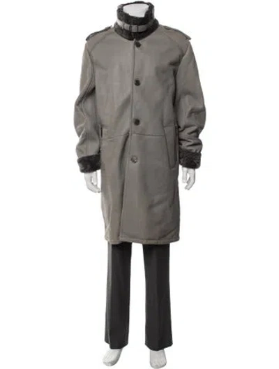 Pre-owned Versace Lamb Leather Coat In Grey