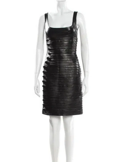 Pre-owned Versace Lamb Leather Mini Dress W/ Tags In Gray