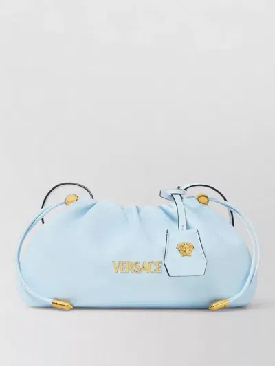 Versace Lamb Leather Mini Shoulder Bag Adjustable Strap In Red