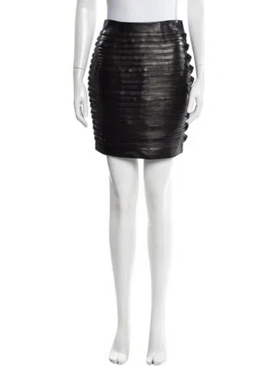Pre-owned Versace Lamb Leather Mini Skirt W/ Tags In Black