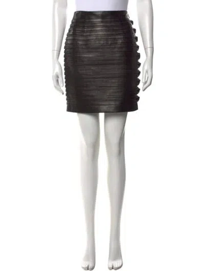 Pre-owned Versace Lamb Leather Mini Skirt W/ Tags In Black