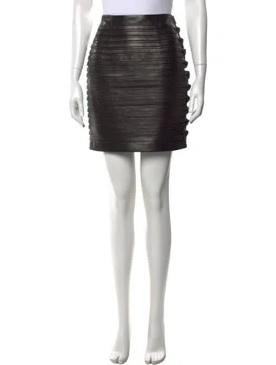 Pre-owned Versace Lamb Leather Mini Skirt W/ Tags In Black