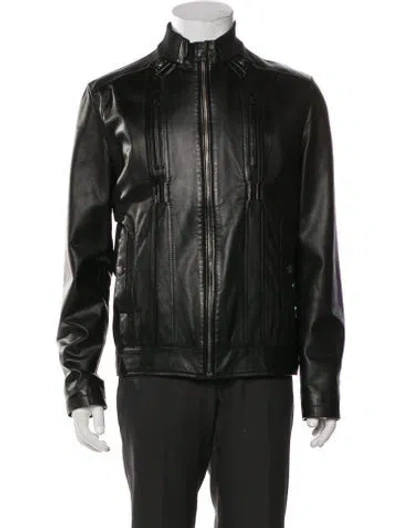 Pre-owned Versace Lamb Leather Moto Jacket In Green