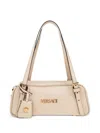 Versace Tag Bowling White Shoulder Bag With Metallic Logo Lettering And Medusa Head Pendant In Leather Woman In Neutral