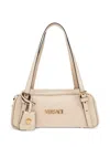Versace Tag Bowling White Shoulder Bag With Metallic Logo Lettering And Medusa Head Pendant In Leather Woman In White