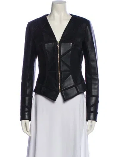 Pre-owned Versace Lambskin Biker Jacket In Black