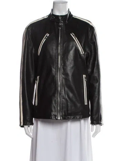 Pre-owned Versace Lambskin Biker Jacket In Black