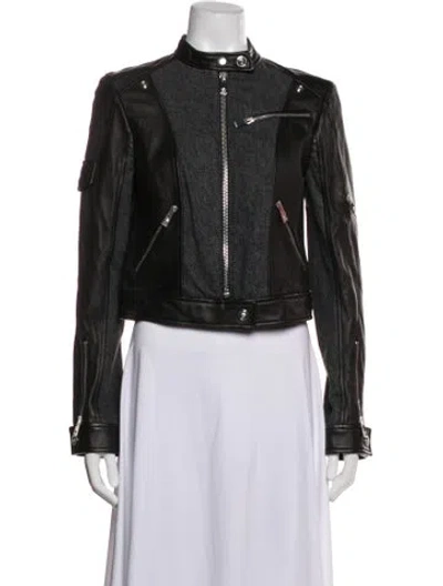 Pre-owned Versace Lambskin Biker Jacket In Green