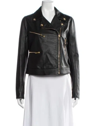Pre-owned Versace Lambskin Biker Jacket W/ Tags In Black