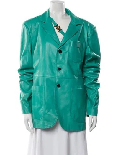 Pre-owned Versace Lambskin Blazer In Green