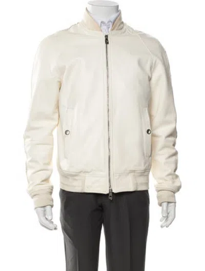 Pre-owned Versace Lambskin Bomber Jacket In Neutrals