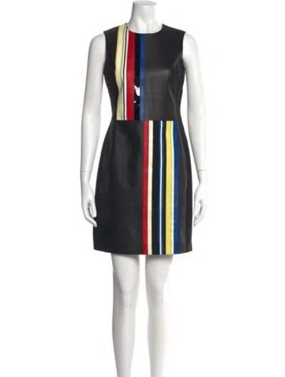Pre-owned Versace Lambskin Mini Dress In Black