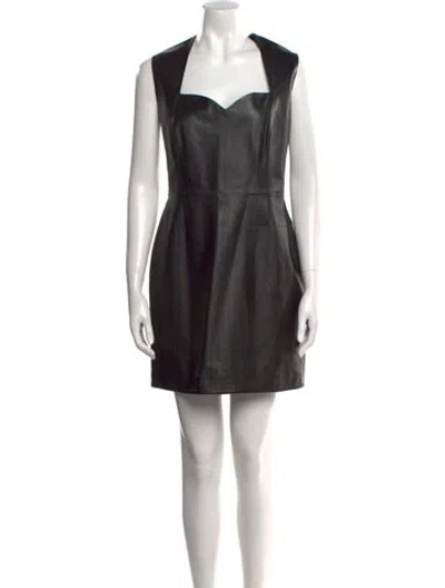 Pre-owned Versace Lambskin Mini Dress In Black