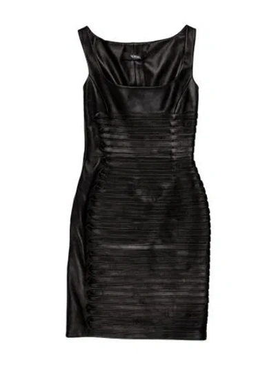 Pre-owned Versace Lambskin Mini Dress W/ Tags In Black