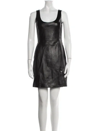 Pre-owned Versace Lambskin Mini Dress W/ Tags In Black