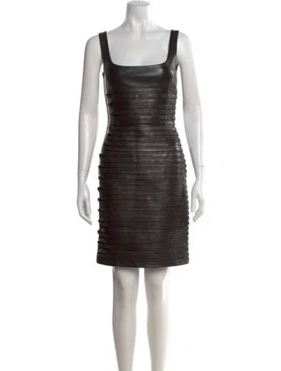 Pre-owned Versace Lambskin Mini Dress W/ Tags In Gray