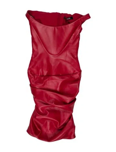 Pre-owned Versace Lambskin Mini Dress W/ Tags In Red