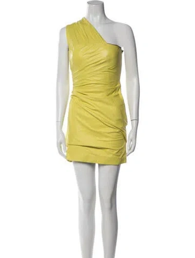 Pre-owned Versace Lambskin Mini Dress In Yellow