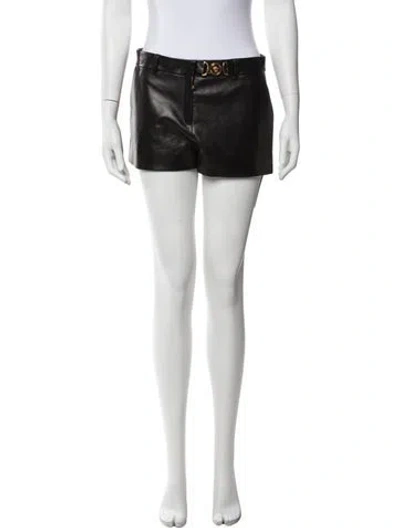 Pre-owned Versace Lambskin Mini Shorts In Black