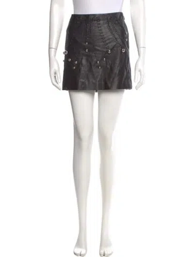Pre-owned Versace Lambskin Mini Skirt In Black