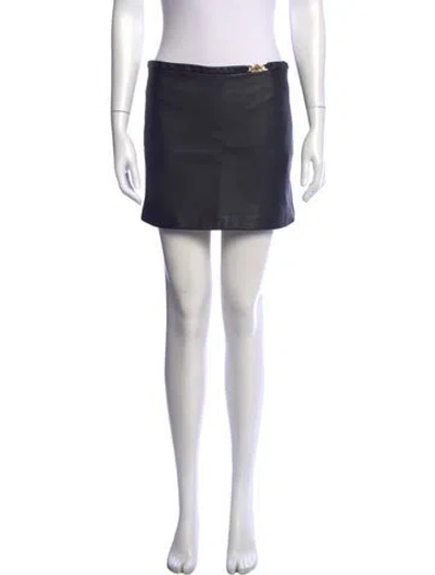 Pre-owned Versace Lambskin Mini Skirt In Black