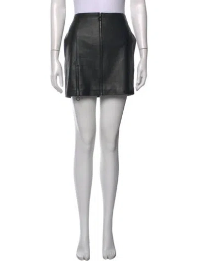 Pre-owned Versace Lambskin Mini Skirt In Black/blue